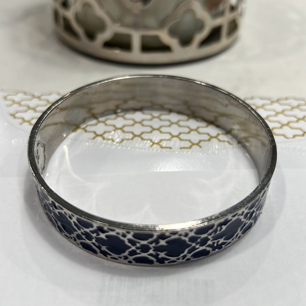 C. Wonder Logo Bangle in blue & silver w/ enamel/metal finish